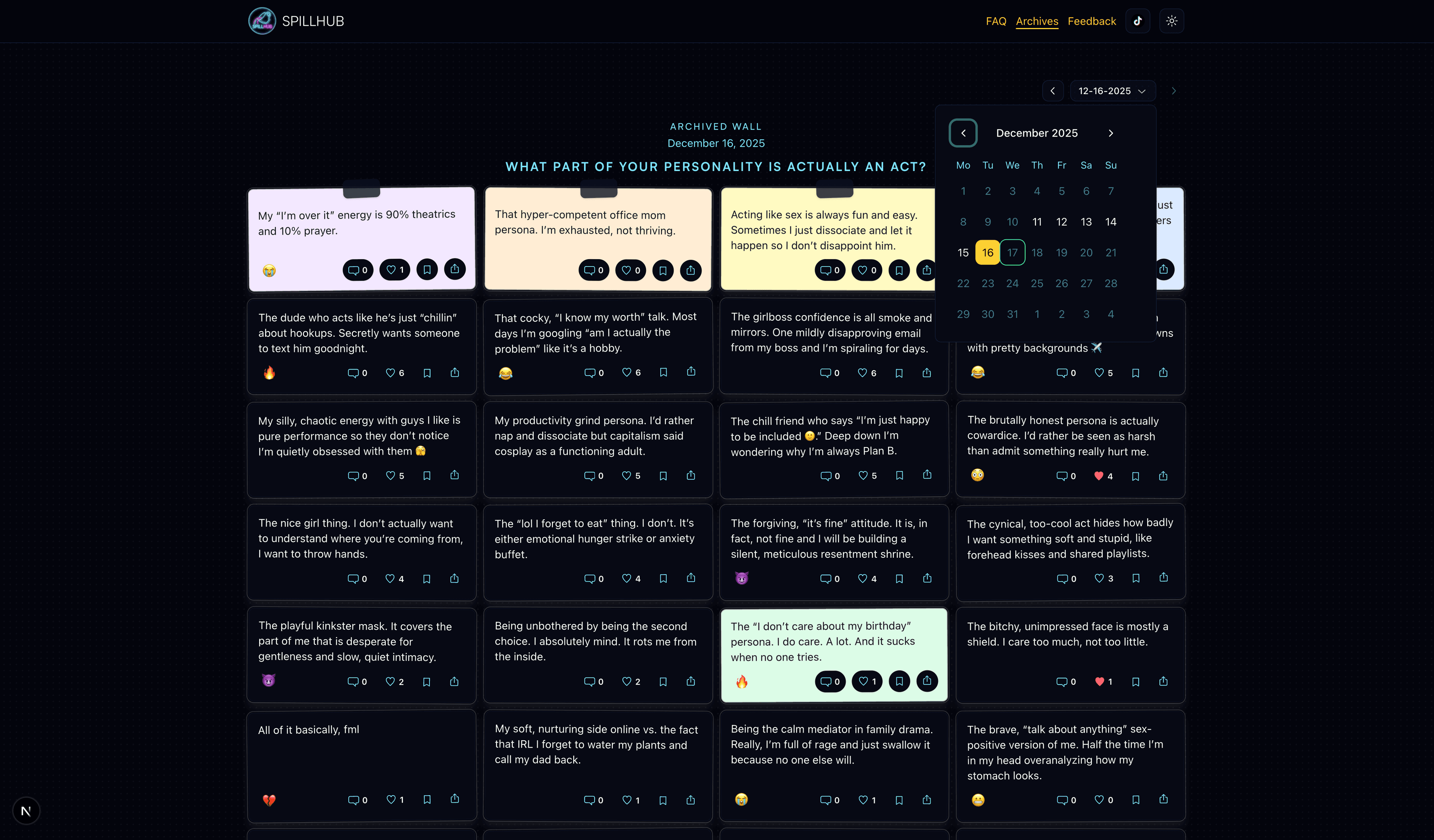 SpillHub — Anonymous Daily Confession Wall screenshot 2